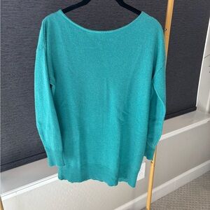 Halogen Cashmere Teal Scoop Neck Sweater
